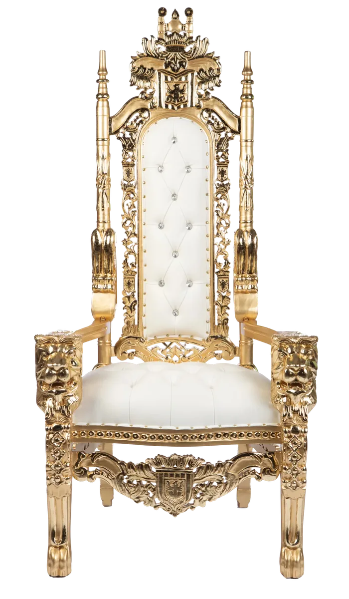 70″ Royal Throne Chair Gold/White