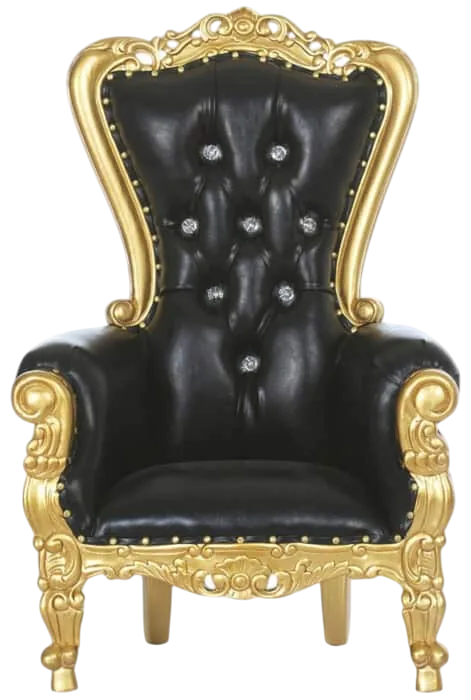33″ Mini Legend Throne Chair (Kids) Gold/Black Elegant 33" Mini Legend Throne Chair for kids in Gold/Black.