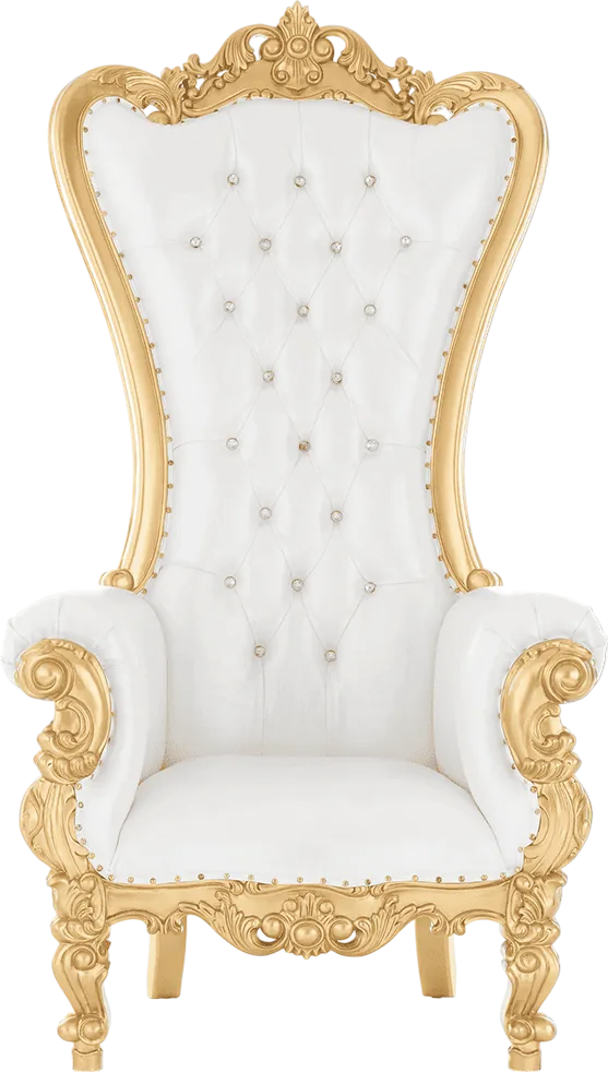 70″ Supreme Throne Chair Gold/White