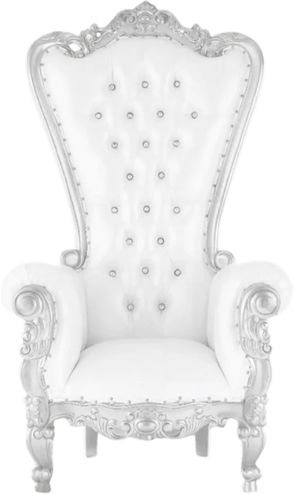 70″ Supreme Throne Chair Silver/White