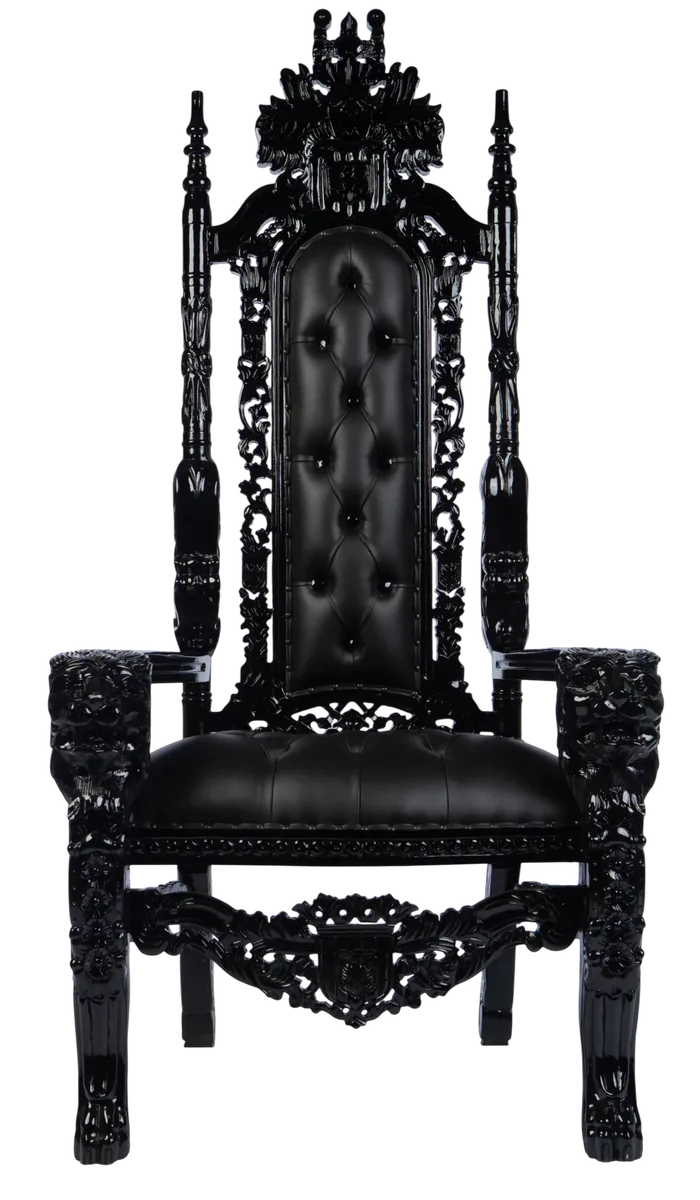 70″ Royal Throne Chair Black/Black