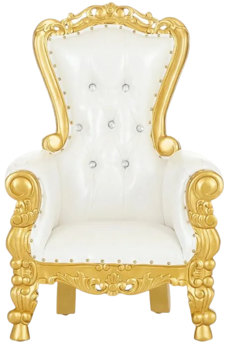 33″ Mini Supreme Throne Chair (Kids) Gold/White Elegant 33" Mini Royal Throne Chair for kids in gold and white.