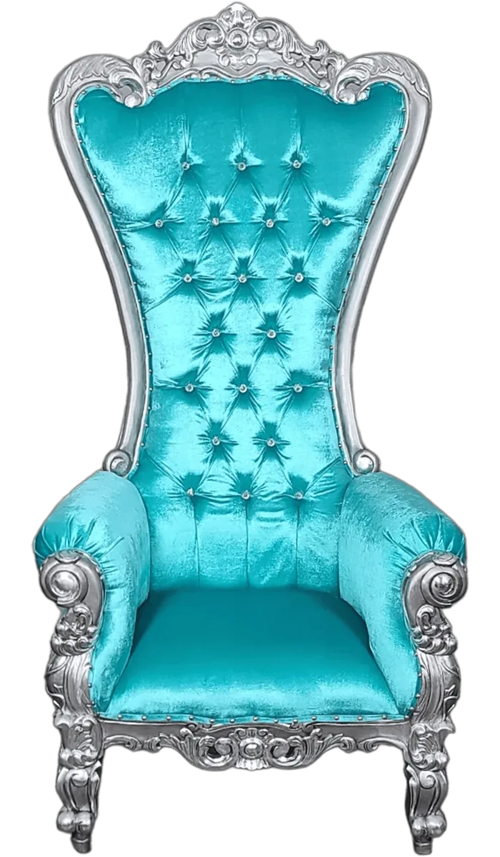 72″ Legend Throne Chair Silver/Blue
