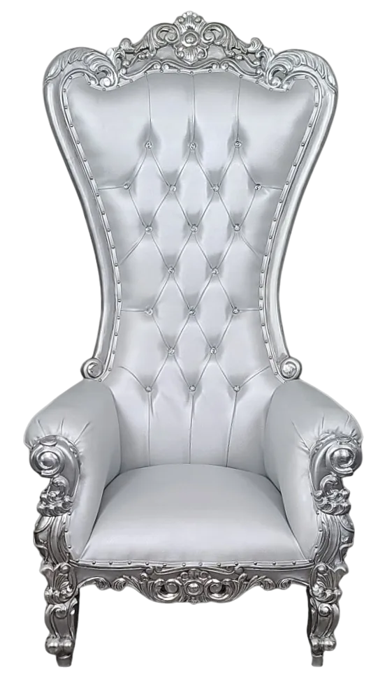 72″ Legend Throne Chair Silver/Silver