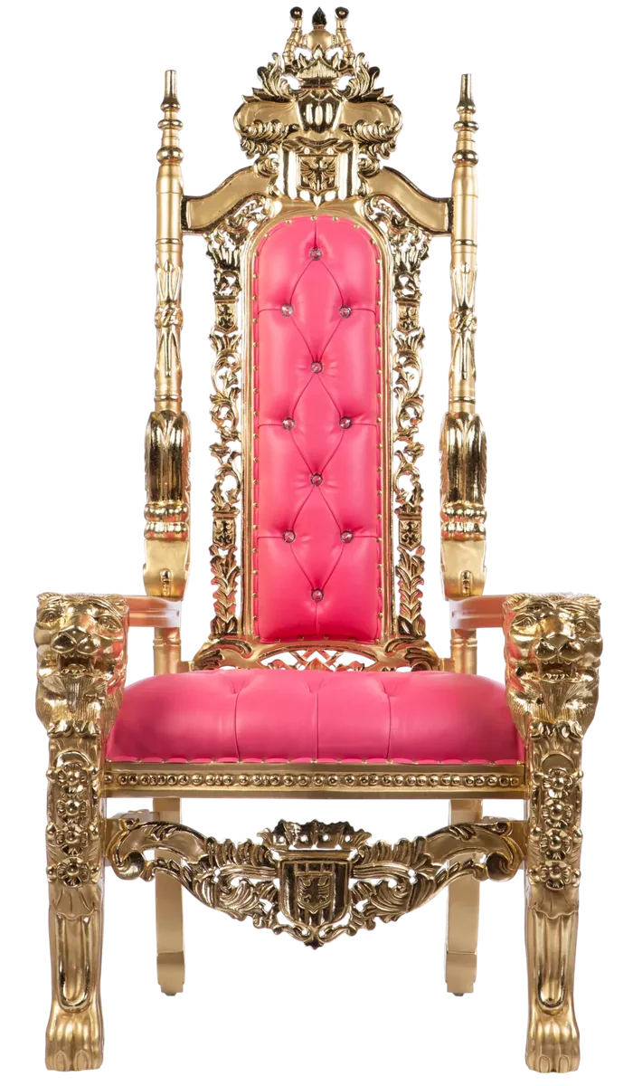 70″ Royal Throne Chair Gold/Pink