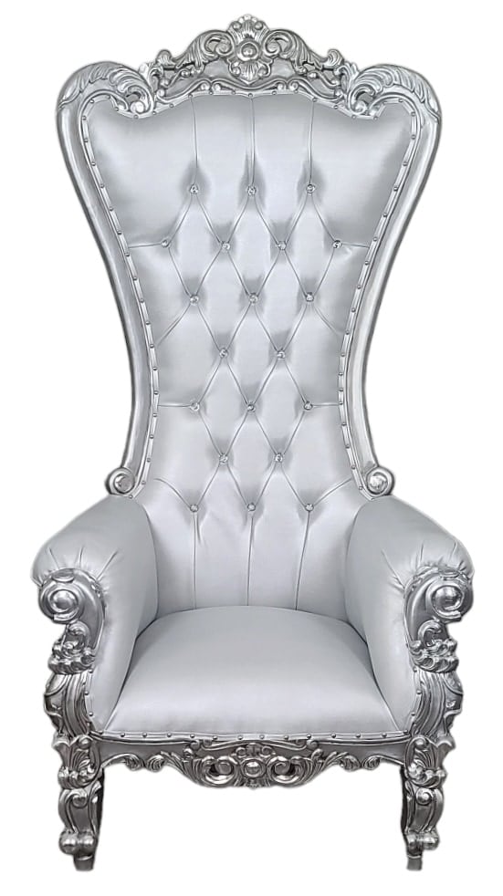 72" Legend Throne Chair Silver/Silver