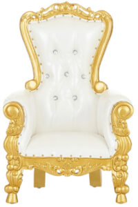 King Queen Royalty kids mini Legend Throne Chair Gold and white Rental