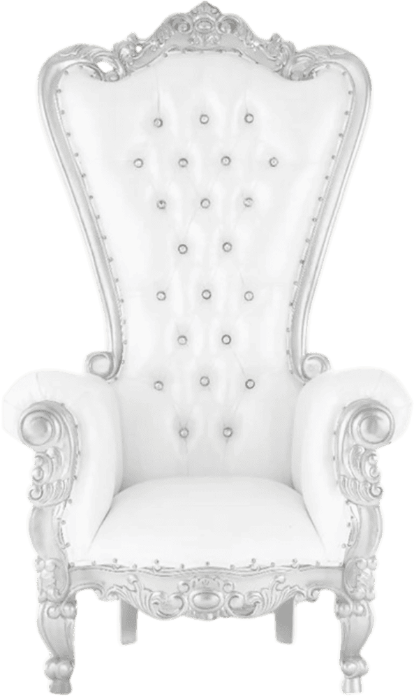 King Queen Royalty Supreme Throne Chair White and White